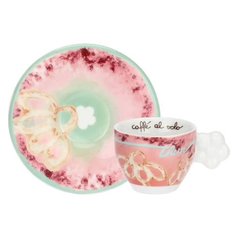 Set 2 tazzine caffè con zuccheriera in porcellana Bloomia
