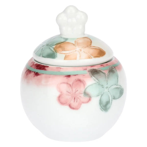 Zuccheriera con cucchiaino in porcellana Bloomia