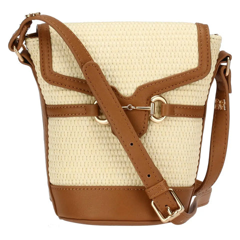 Borsa secchiello in paglia ed ecopelle