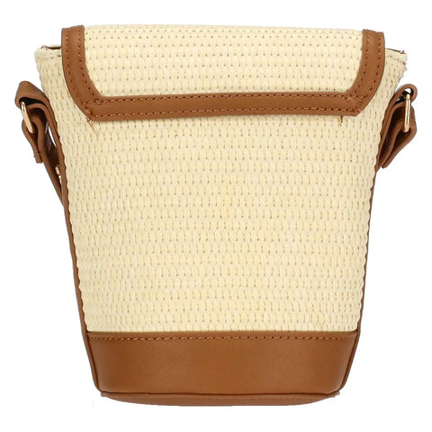 Borsa secchiello in paglia ed ecopelle