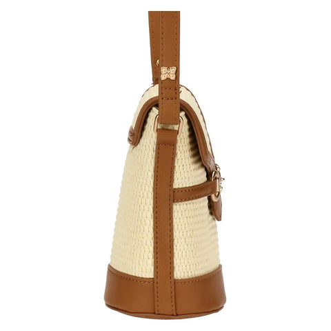 Borsa secchiello in paglia ed ecopelle