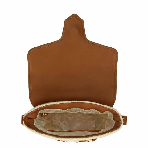 Borsa secchiello in paglia ed ecopelle