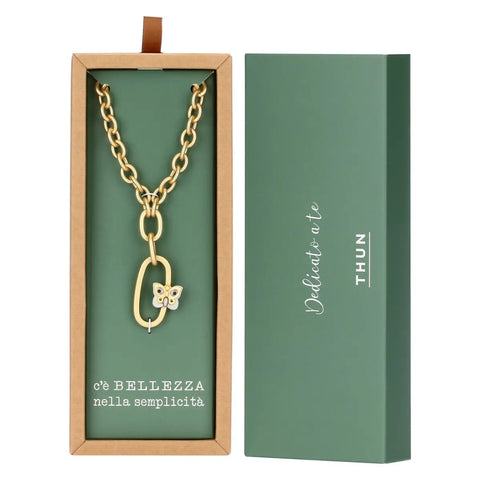 Collana a maglie ovali con farfalla Thun
