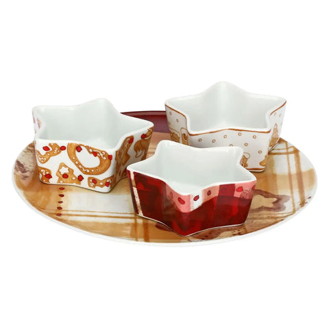 Piatto grande con 3 ciotole in porcellana Thunland