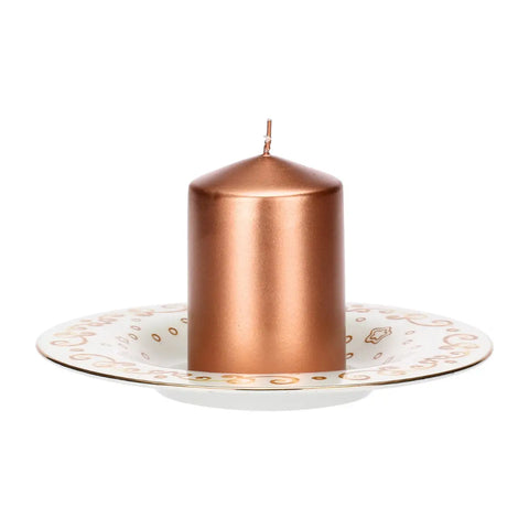 Piattino tondo in porcellana con candela Thunland