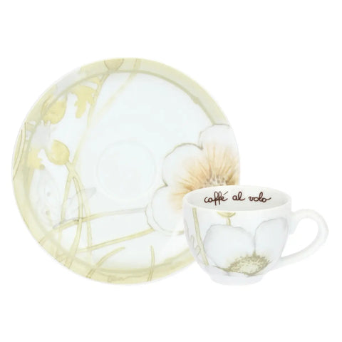 Set 2 tazzine espresso e zuccheriera in porcellana Bloom Thun