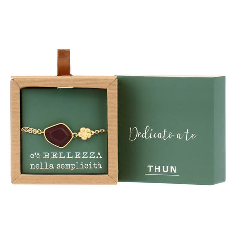 Bracciale con pietra ceramica e fiore