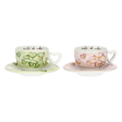 Set 2 tazze cappuccino Cuori in fiore