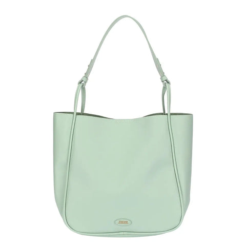 Shopper in ecopelle con pochette interna, verde