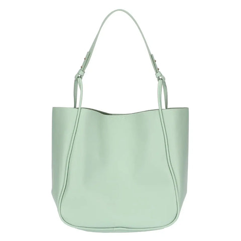 Shopper in ecopelle con pochette interna, verde