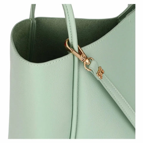 Shopper in ecopelle con pochette interna, verde