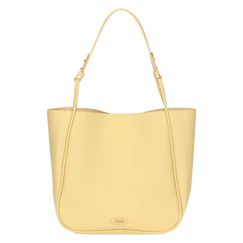 Shopper in ecopelle con pochette interna, gialla