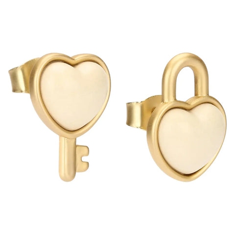 Orecchini pin cuore con chiave e lucchetto Thun
