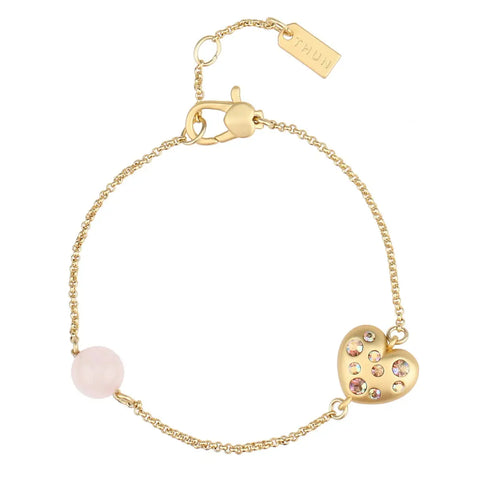 Bracciale cuore con brillanti e perla rosa Thun