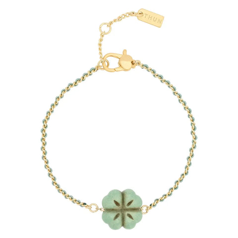 Bracciale catena e tessuto con quadrifoglio Thun