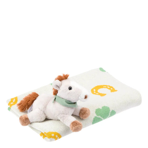 Set peluche cavallo con copertina tricot Dolce Fattoria Thun