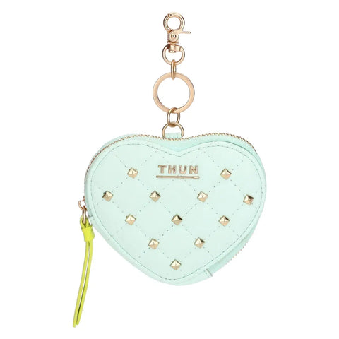 Portachiavi astuccio cuore con borchie, verde acqua Thun