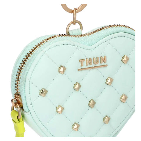 Portachiavi astuccio cuore con borchie, verde acqua Thun