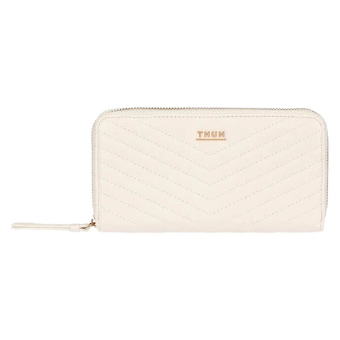 Portafoglio con zip matelassé, burro Thun