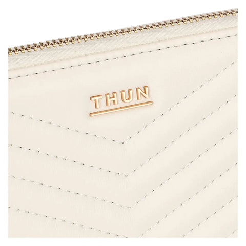 Portafoglio con zip matelassé, burro Thun