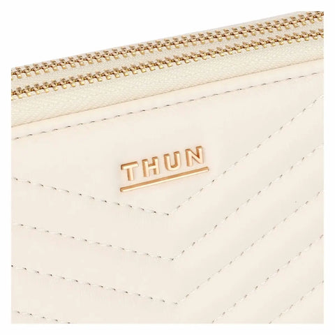 Portafoglio con doppia zip matelassé, burro Thun