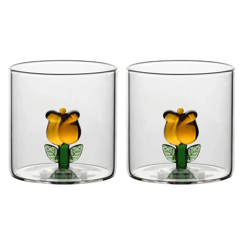 Set 2 bicchieri in vetro tulipano