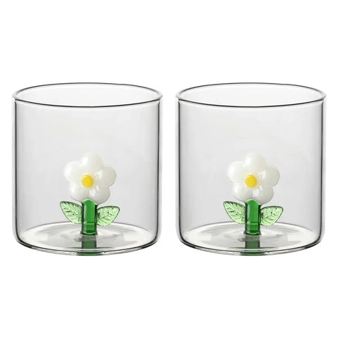 Set 2 bicchieri in vetro margherita