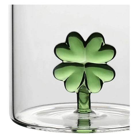 Set 2 bicchieri in vetro quadrifoglio