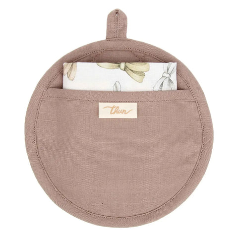 Set cestino portapane, 2 presine e canovaccio Artemis, beige Thun