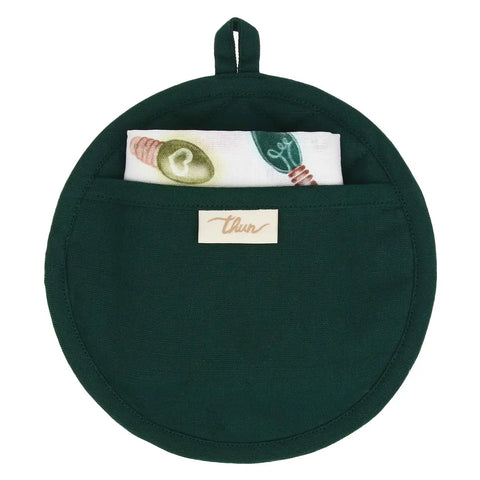 Set cestino portapane, 2 presine e canovaccio Artemis, verde Thun