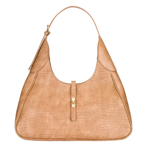 Borsa a spalla con stampa rettile, beige Thun