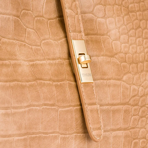 Borsa a spalla con stampa rettile, beige Thun