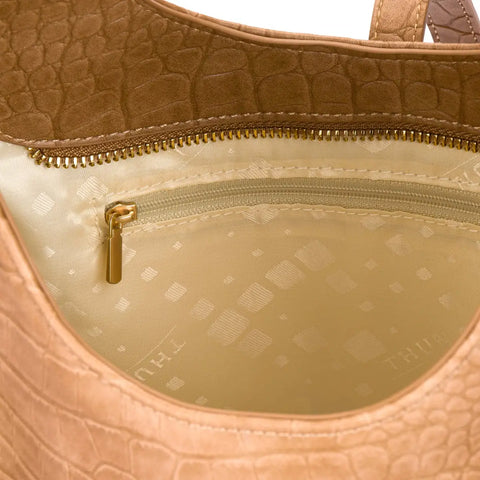 Borsa a spalla con stampa rettile, beige Thun