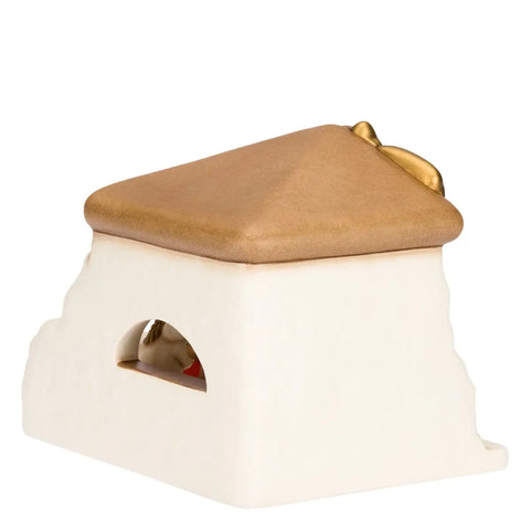 Set capanna, Sacra Famiglia, bue e asinello, rosso Thun