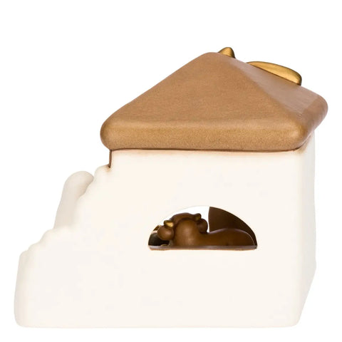 Set capanna, Sacra Famiglia, bue e asinello, bianco Thun