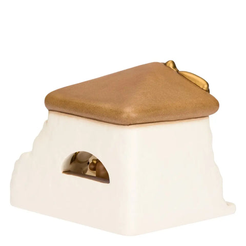Set capanna, Sacra Famiglia, bue e asinello, bianco Thun