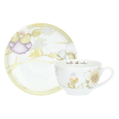Set Tazza E Piattino In Porcellana Fine 'Wildflowers Meadow' - Decorato Set Tazza E Piattino In Porcellana Fine 'Wildflowers Meadow' - Decorato