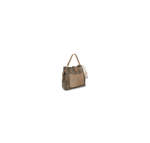 Borsa Tracolla maniglia, tasca stampa rettile