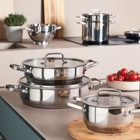 Batteria di pentole 9 pezzi Acciaio inox Argento Linea Iconiqa Tognana