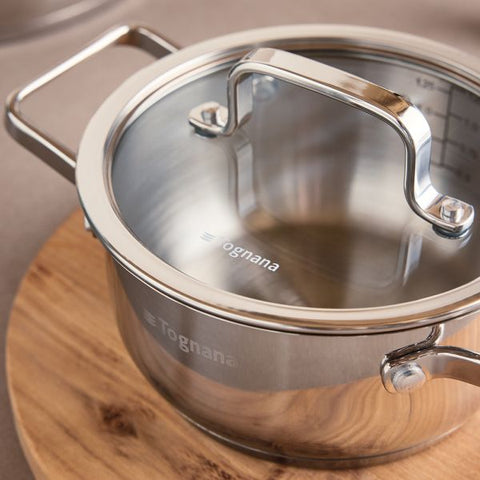 Batteria di pentole 9 pezzi Acciaio inox Argento Linea Iconiqa Tognana