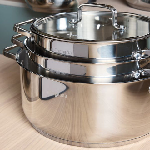 Batteria di pentole 9 pezzi Acciaio inox Argento Linea Iconiqa Tognana