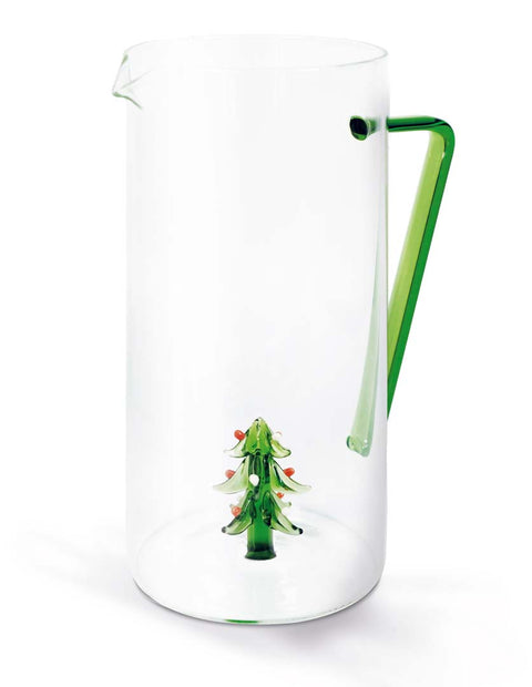 Caraffa in vetro borosilicato con decoro in vetro colorato all'interno figura AlberO WD