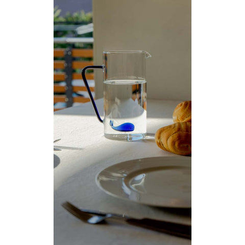 Caraffa in vetro borosilicato decoro balena