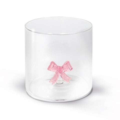 Bicchiere in vetro borosilicato Fiocco Rosa WD
