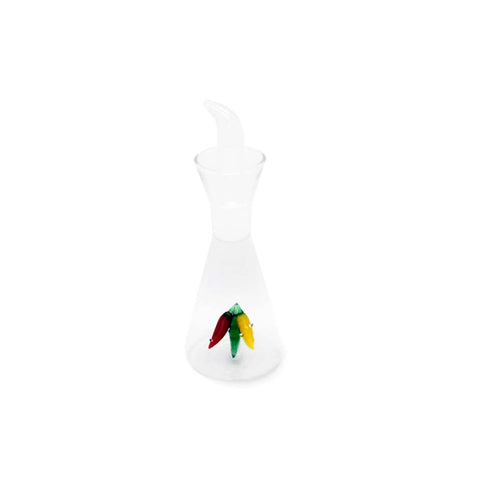 Oliera in vetro borosilicato con decoro in vetro colorato con figura peperoncino WD