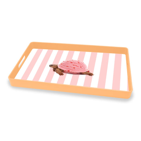 Vassoio rettangolare colorato piu stampa Rosa WD