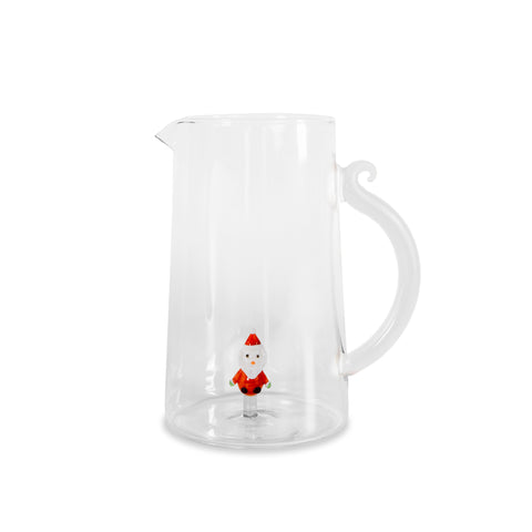 Caraffa in vetro borosilicato. Capacità 1,5 L. Decoro babbo natale. WD