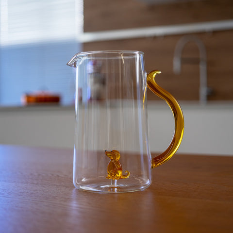 Caraffa in vetro borosilicato capacità 1.5L. decoro cane WD