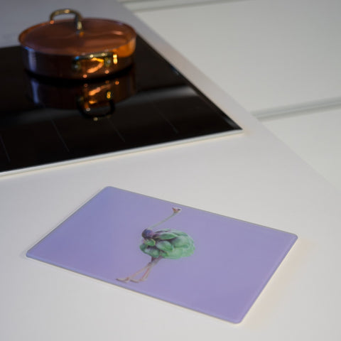 Tagliere in vetro 30x20cm. Decoro carciofo. WD