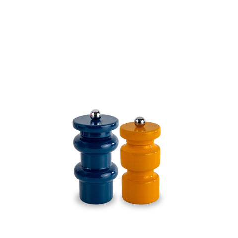 Set 2 macinapepe in legno Blu e senape WD
